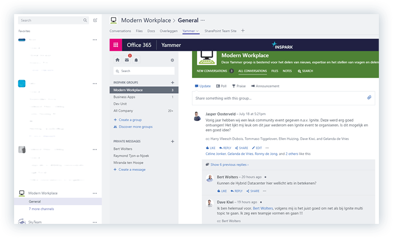 Microsoft Teams and Yammer integration