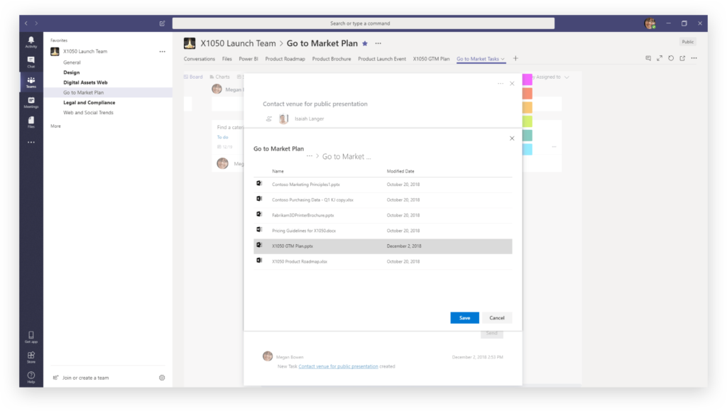 Attaching content to a Planner task in Teams