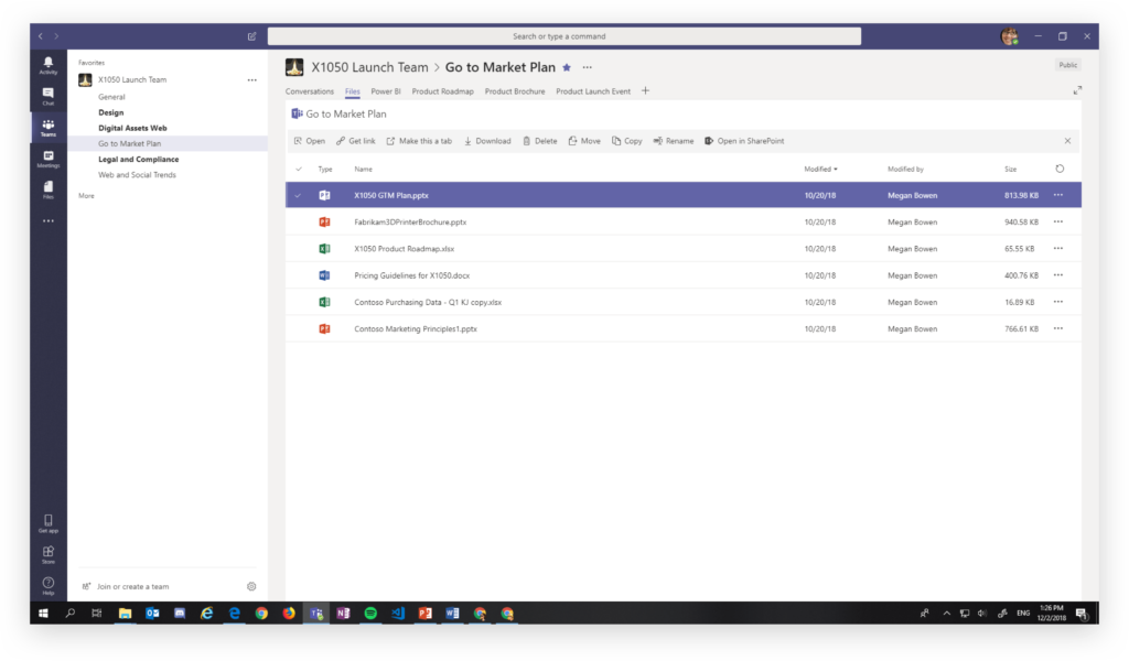 Creating a new tab in a Microsoft Teams channel
