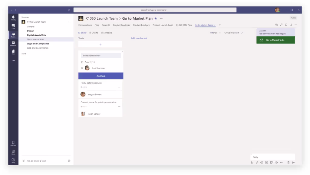 Assigning tasks with Planner in Teams