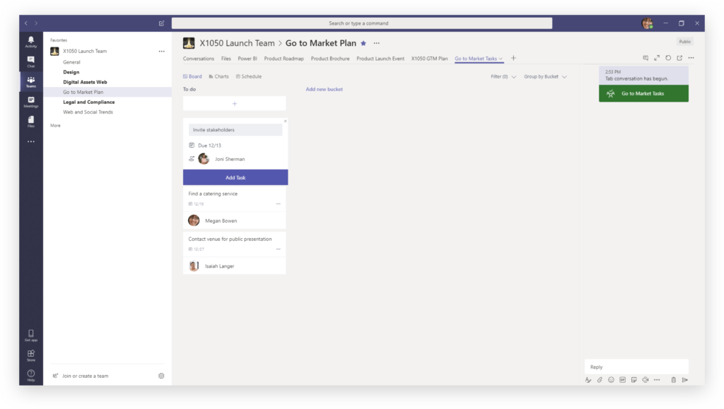 Assigning tasks with Planner in Teams