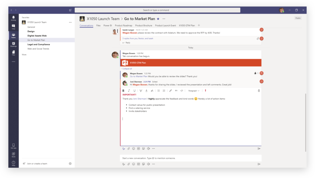 Discussing reviews in Teams