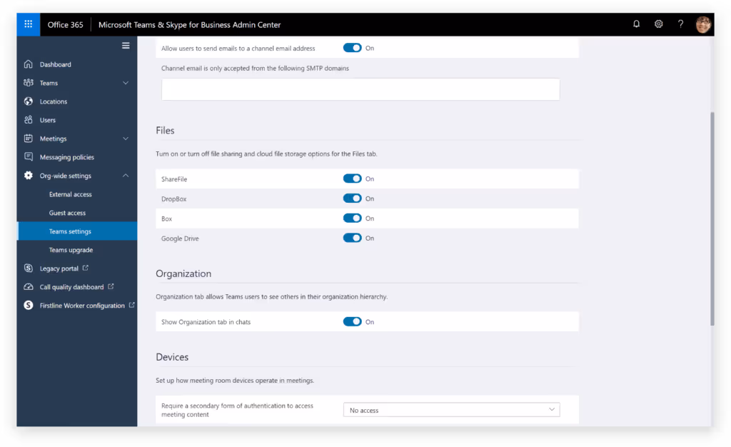 Microsoft Teams central admin