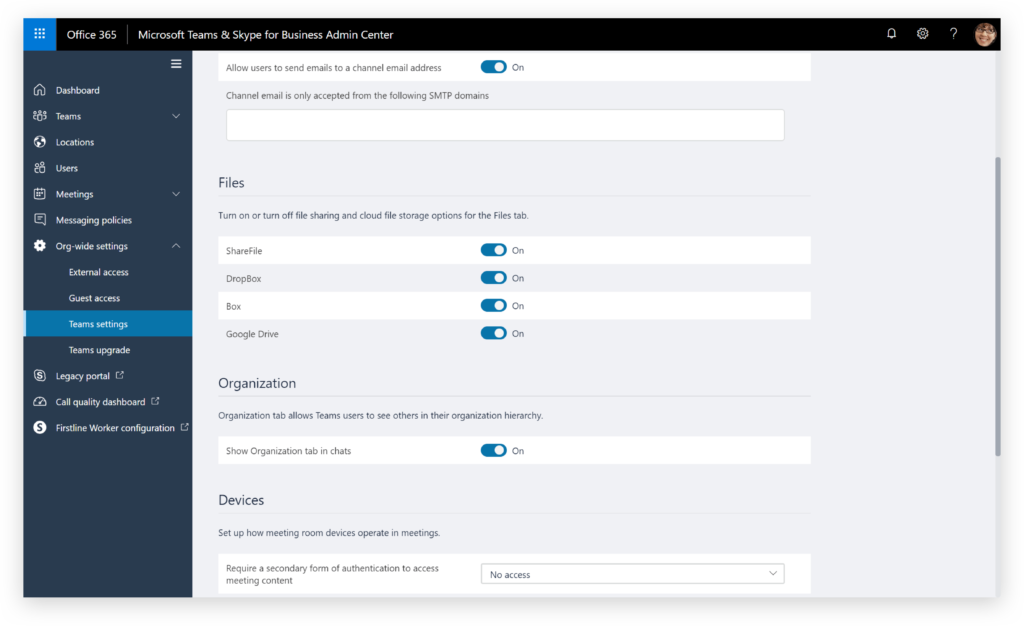 Microsoft Teams central admin