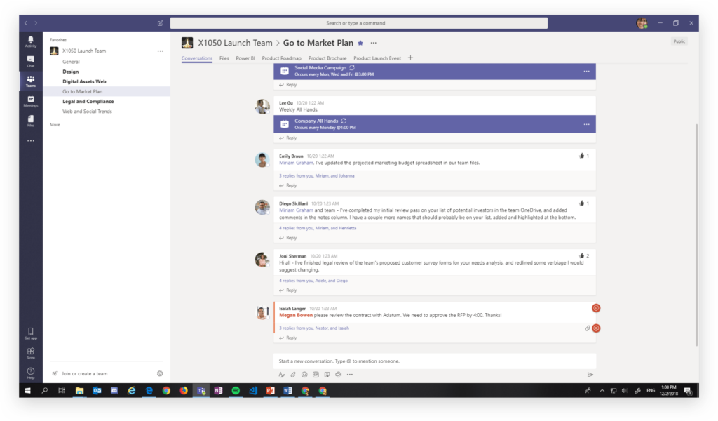 Channel view in Microsoft Teams