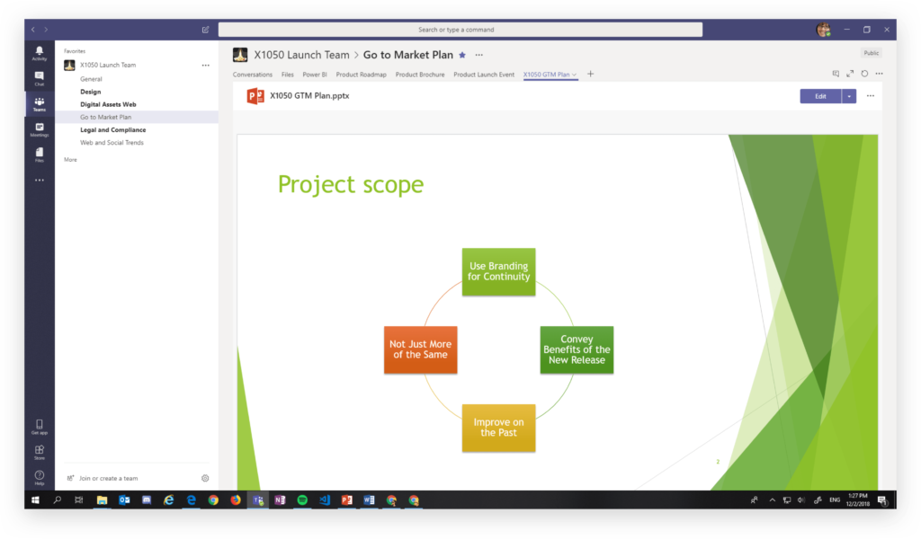 Microsoft Teams tab view