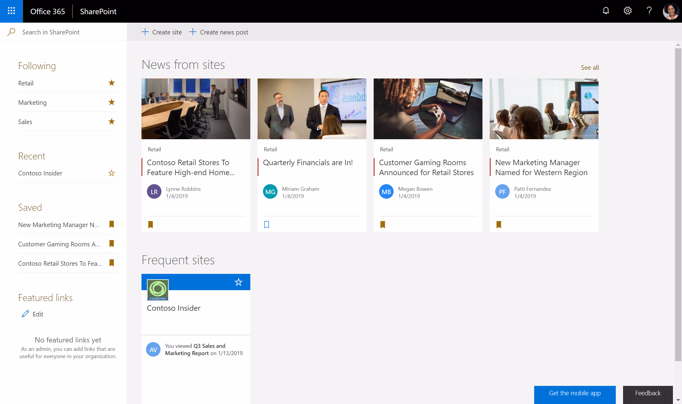 Modern SharePoint news UI