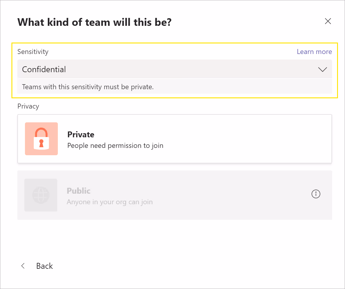 Privacy Setting New Team