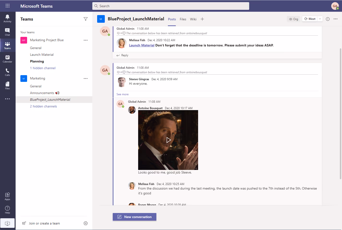 screenshot showing a migrated conversation.