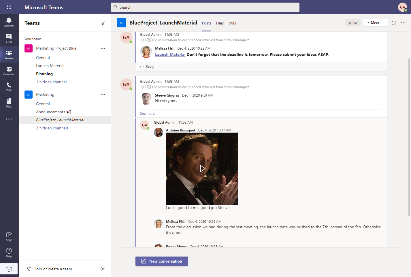 screenshot showing a migrated conversation.