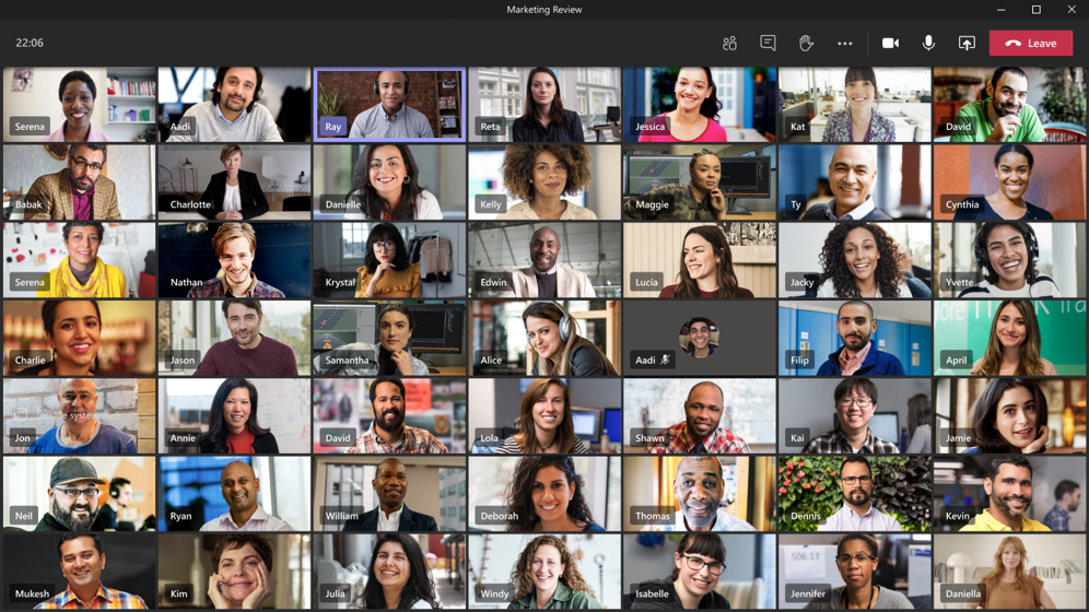 Screenshot of larger gallery view in Teams.