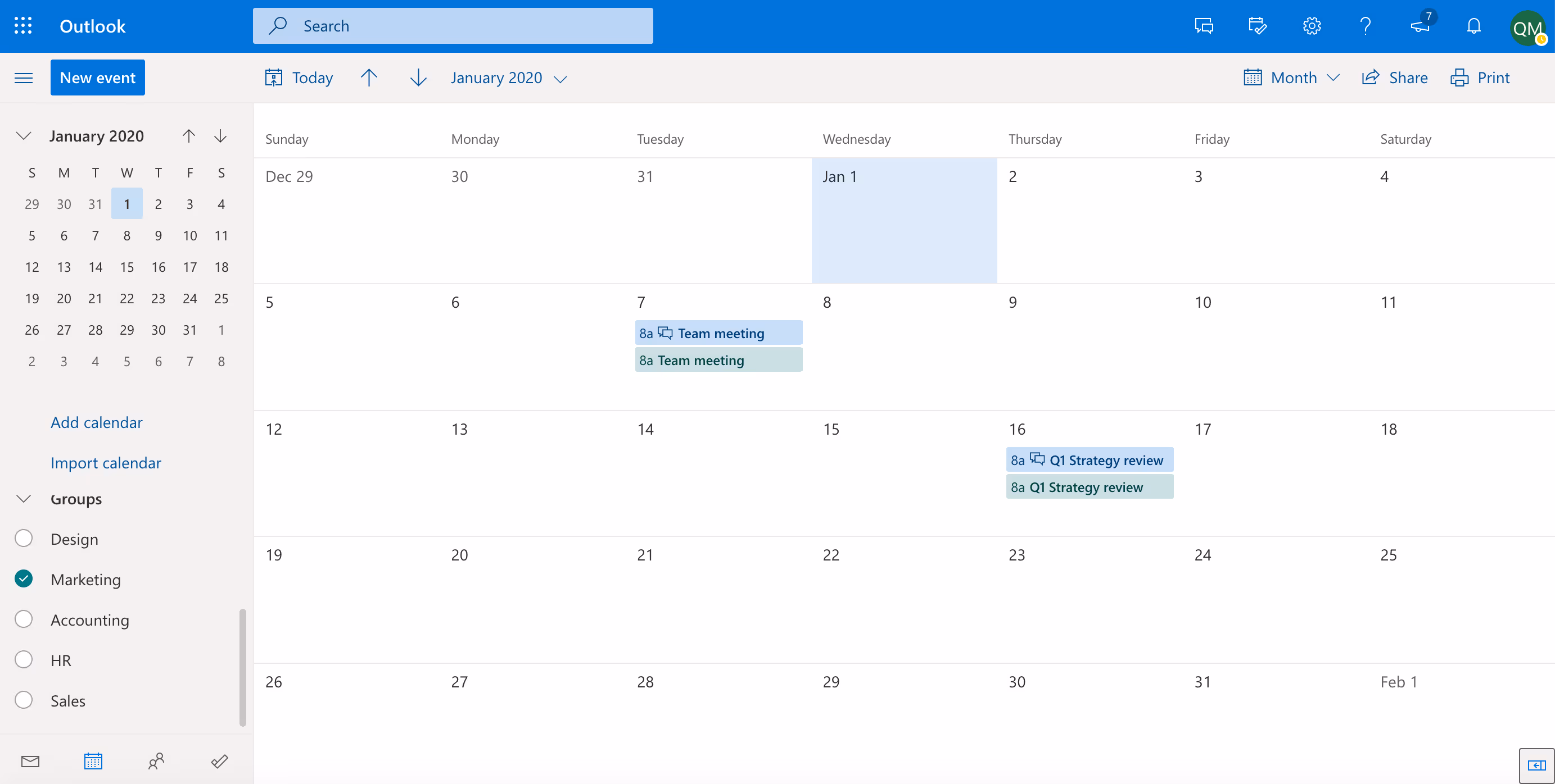 Outlook group calendar