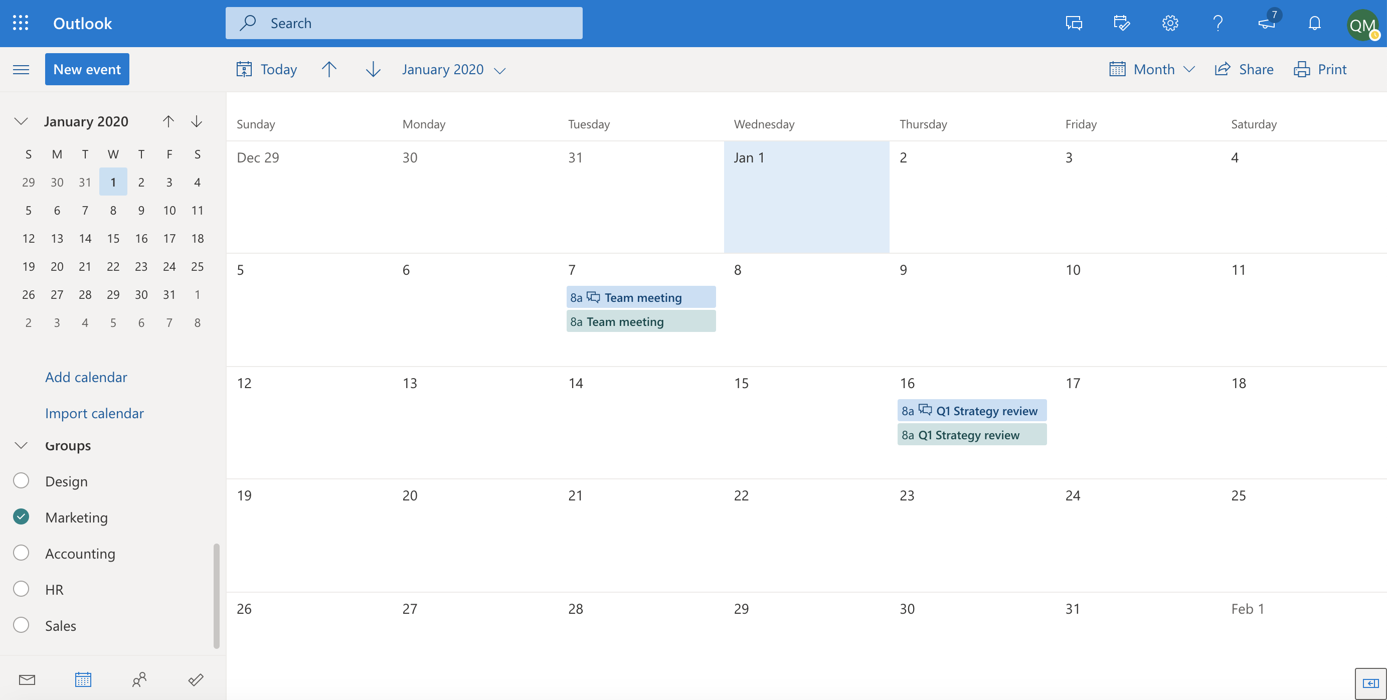 Outlook group calendar
