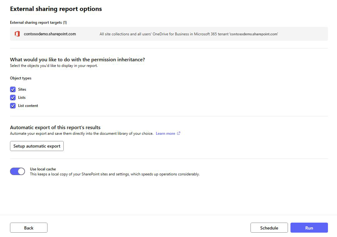 External Sharing Report Options