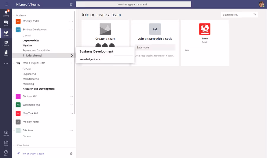 View hidden channels in Microsoft Teams