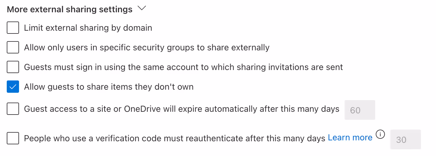 More External Sharing Setting