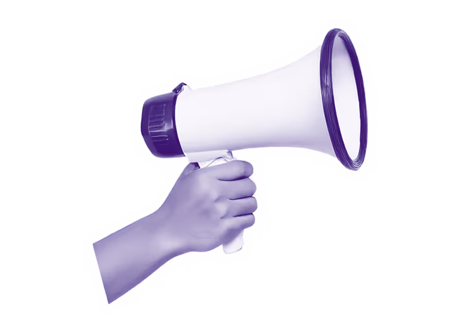 Hand holding a megaphone
