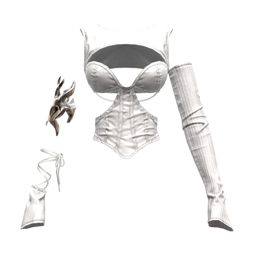 Blueberry | K-Pop Leather Corseted Crop | White