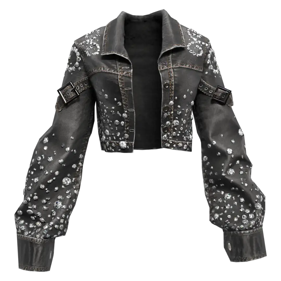 Blueberry | K-Pop Denim Gemstone Jacket | Blue