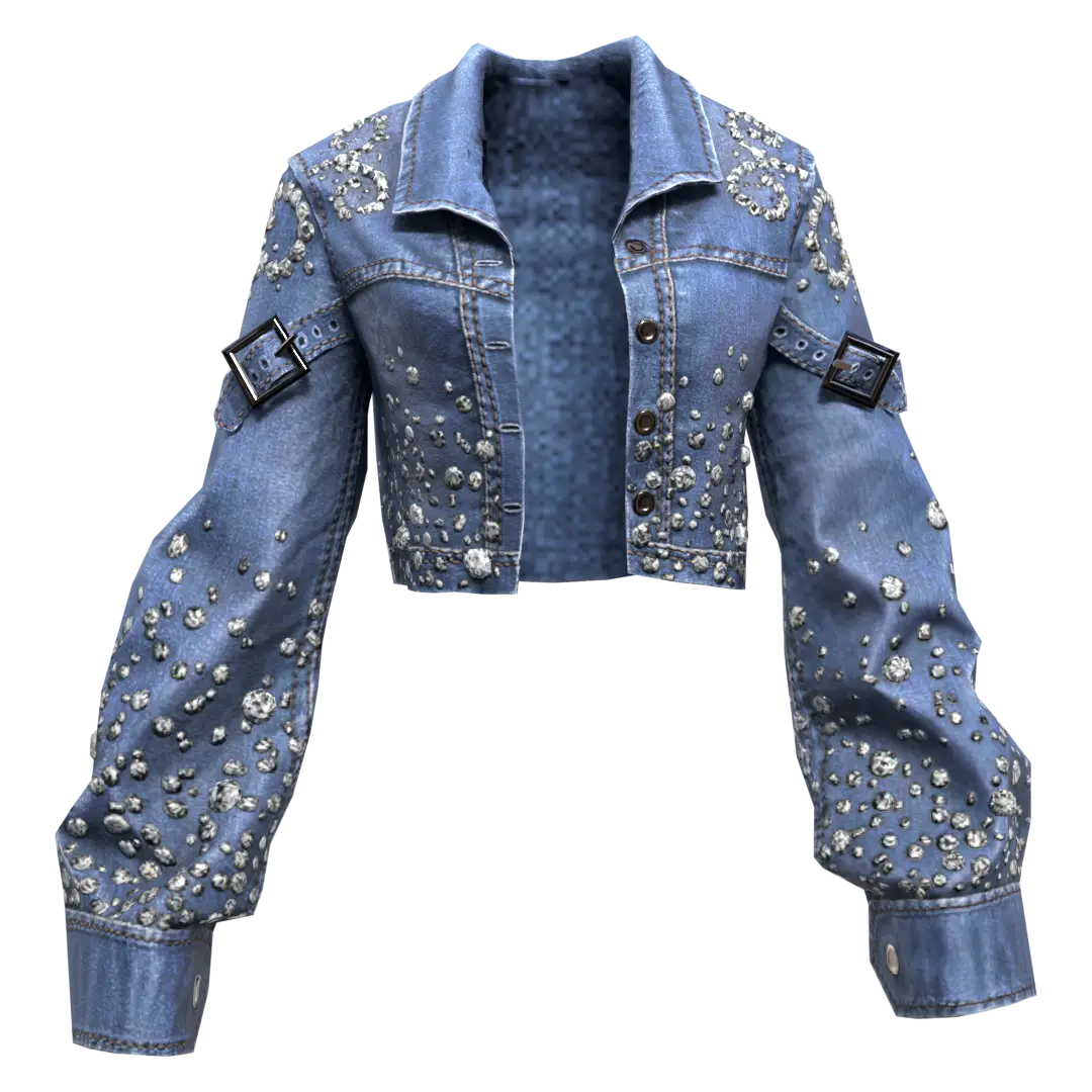 Blueberry | K-Pop Denim Gemstone Jacket | Purple