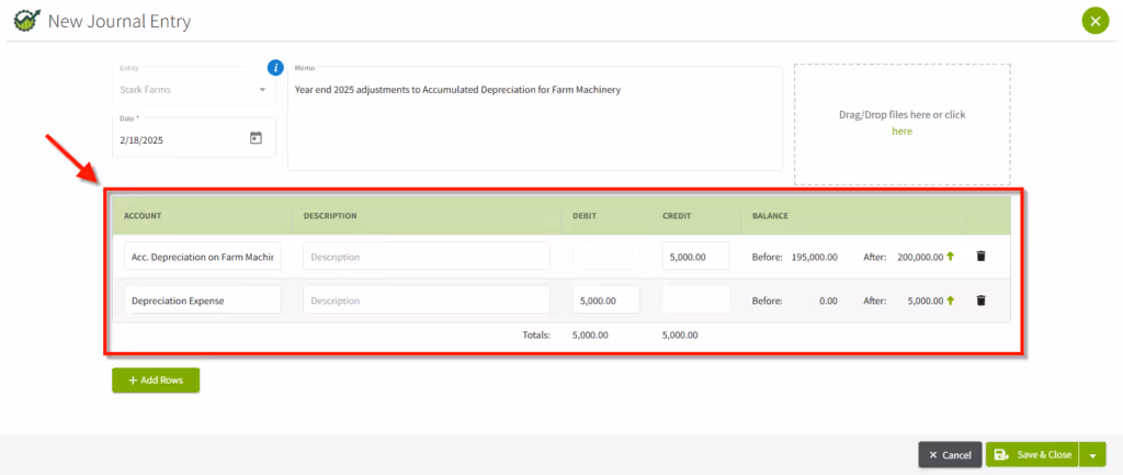 Journal Entries in Traction Ag