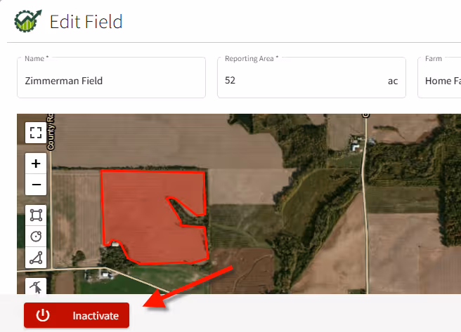 Inactivate Status for Growers, Farms, Fields, and Crop Zones.