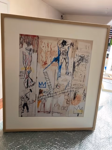 Kunstwerk ingelijst in aluminium kader.