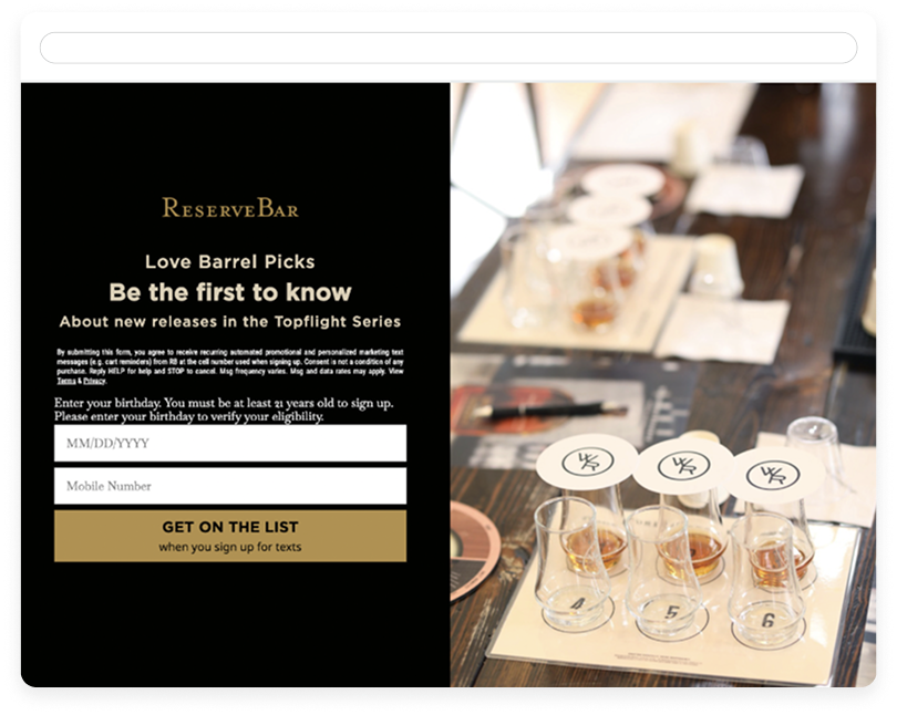 reservebar sign up unit