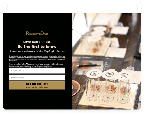 reservebar sign up unit