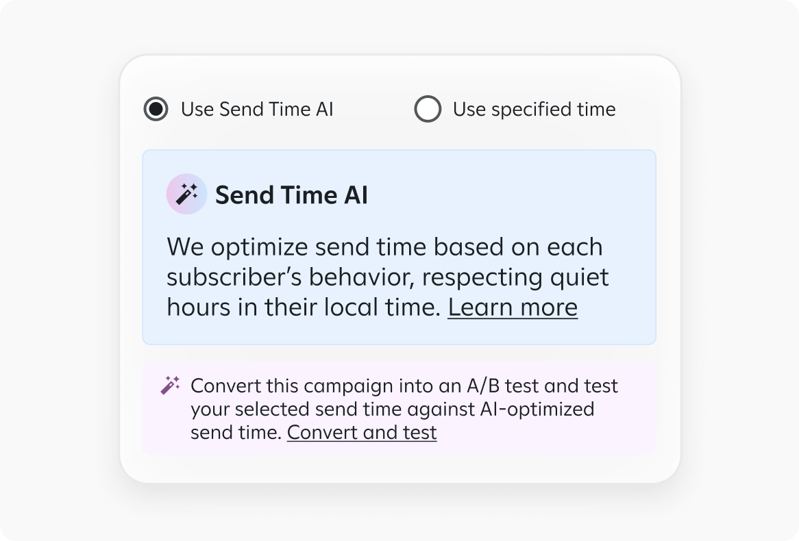 attentive UI send time AI