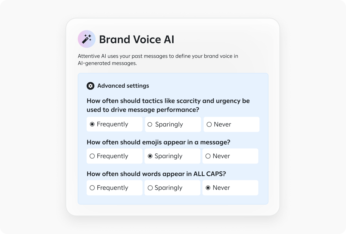 attentive UI Brand Voice AI