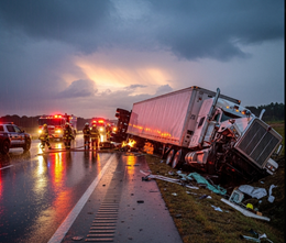 Image represent the damages of a truck accident in Waterbury