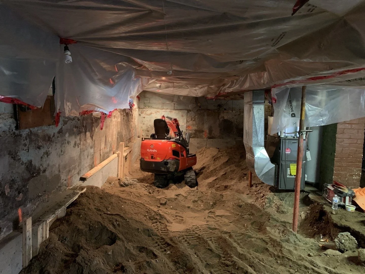 Basement Lowering at work with mini Kubota Engine