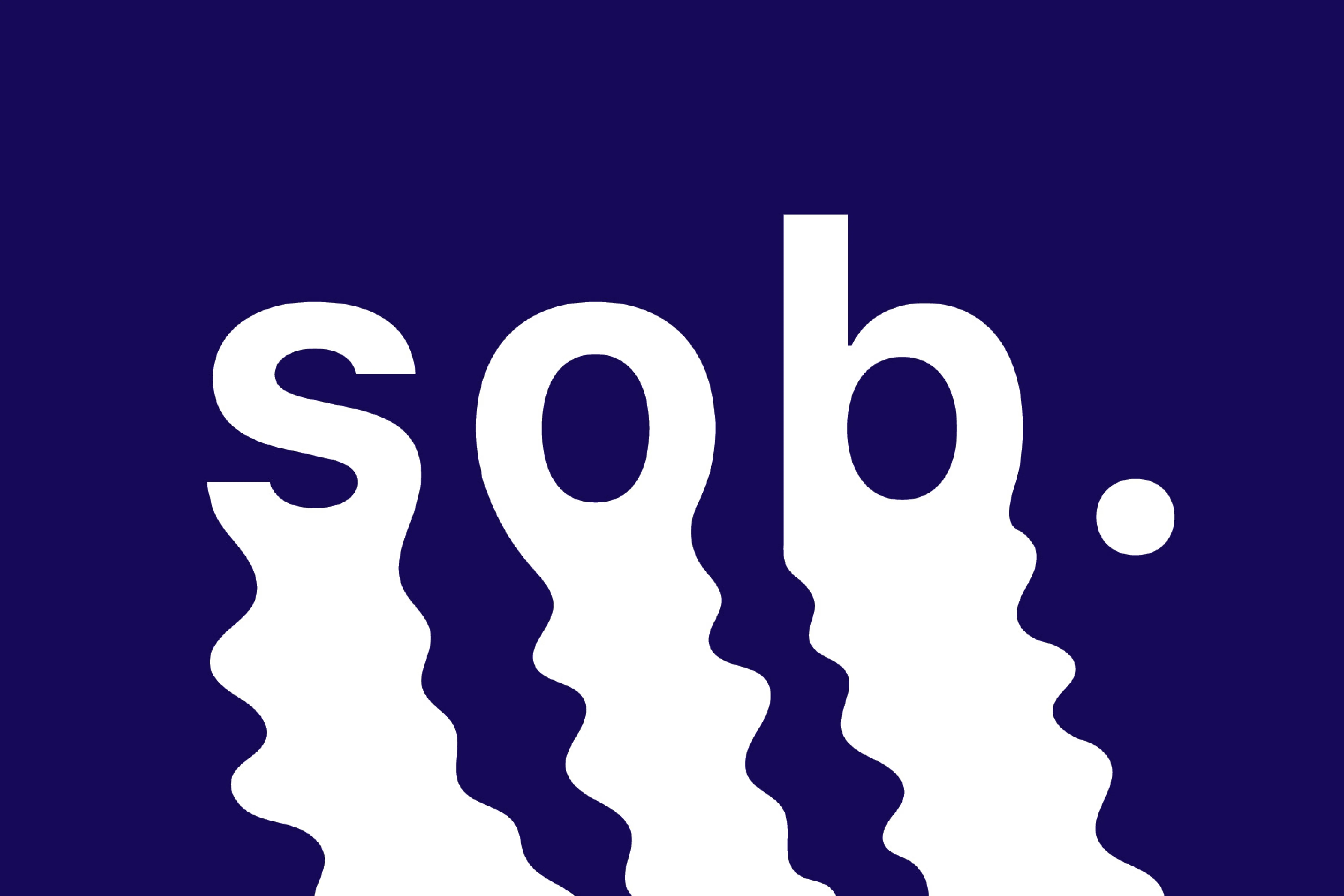 The word "sob" exemplified through creative typography.