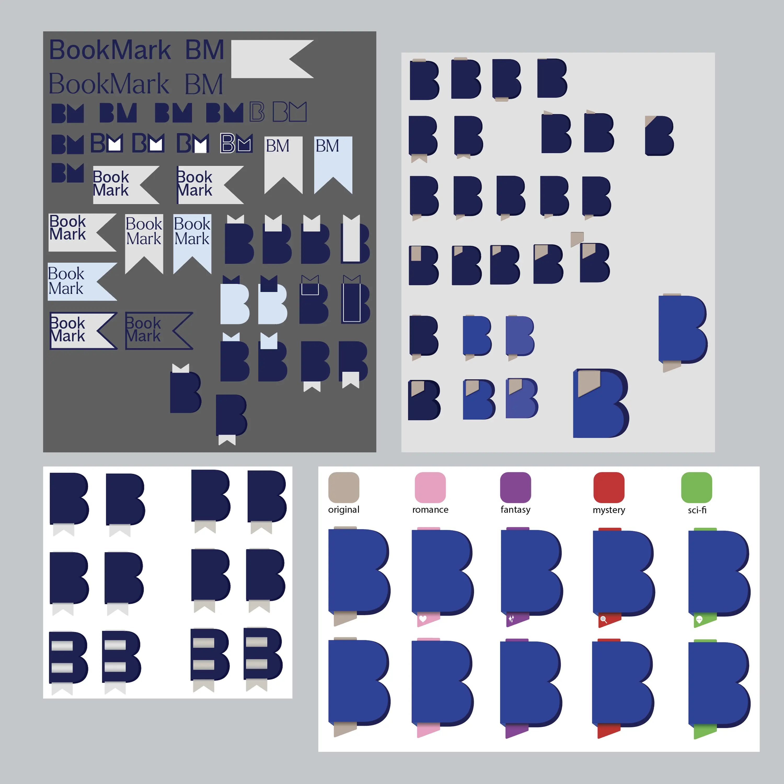 A lot of ideation around rebranding BookMark and creating the logo.