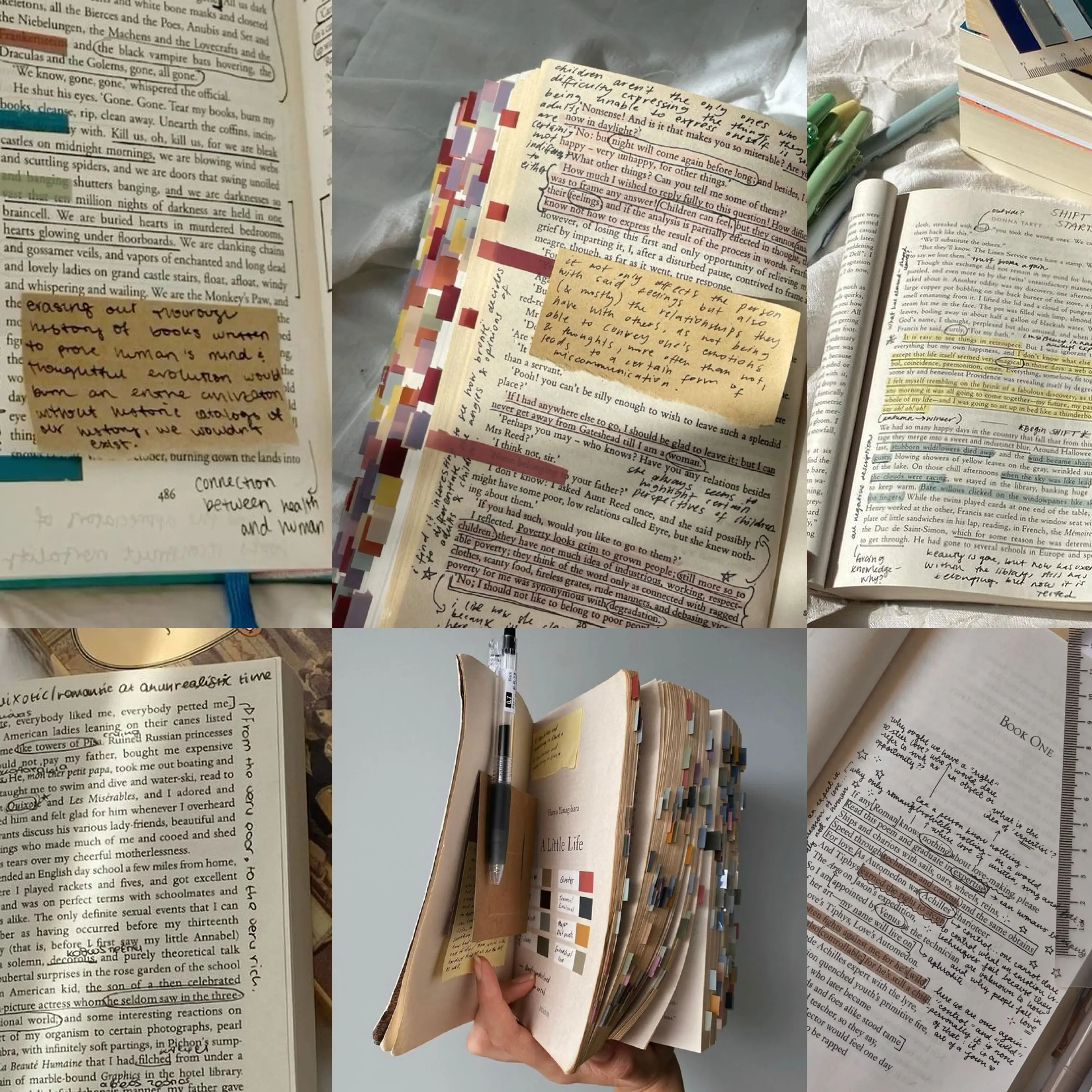 Example of a lot of note taking inside books.