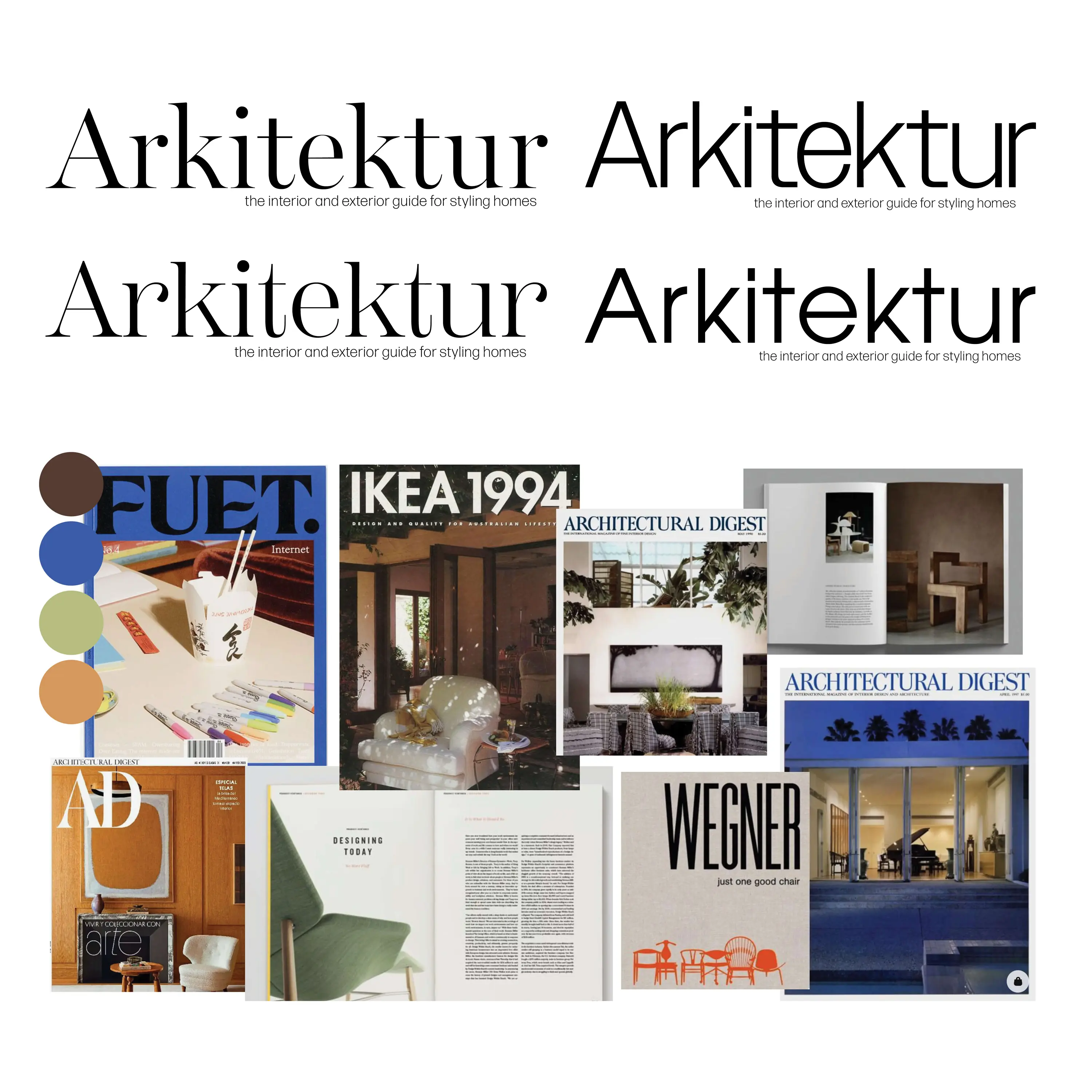 The Arkitektur font choices and moodboard.