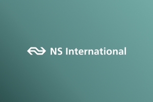 NS International logo in white on Marigold gradient background