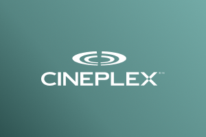 Cineplex logo on Marigold gradient background