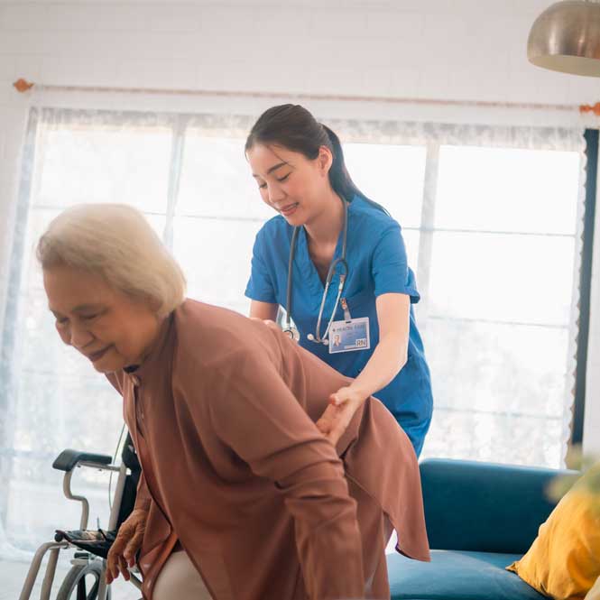 caregiver helping for mobility assistance