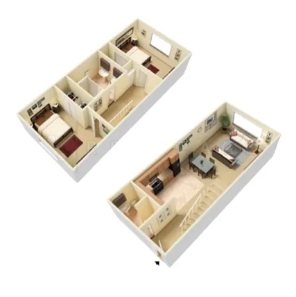 2x2 Townhome Double Occupancy layout