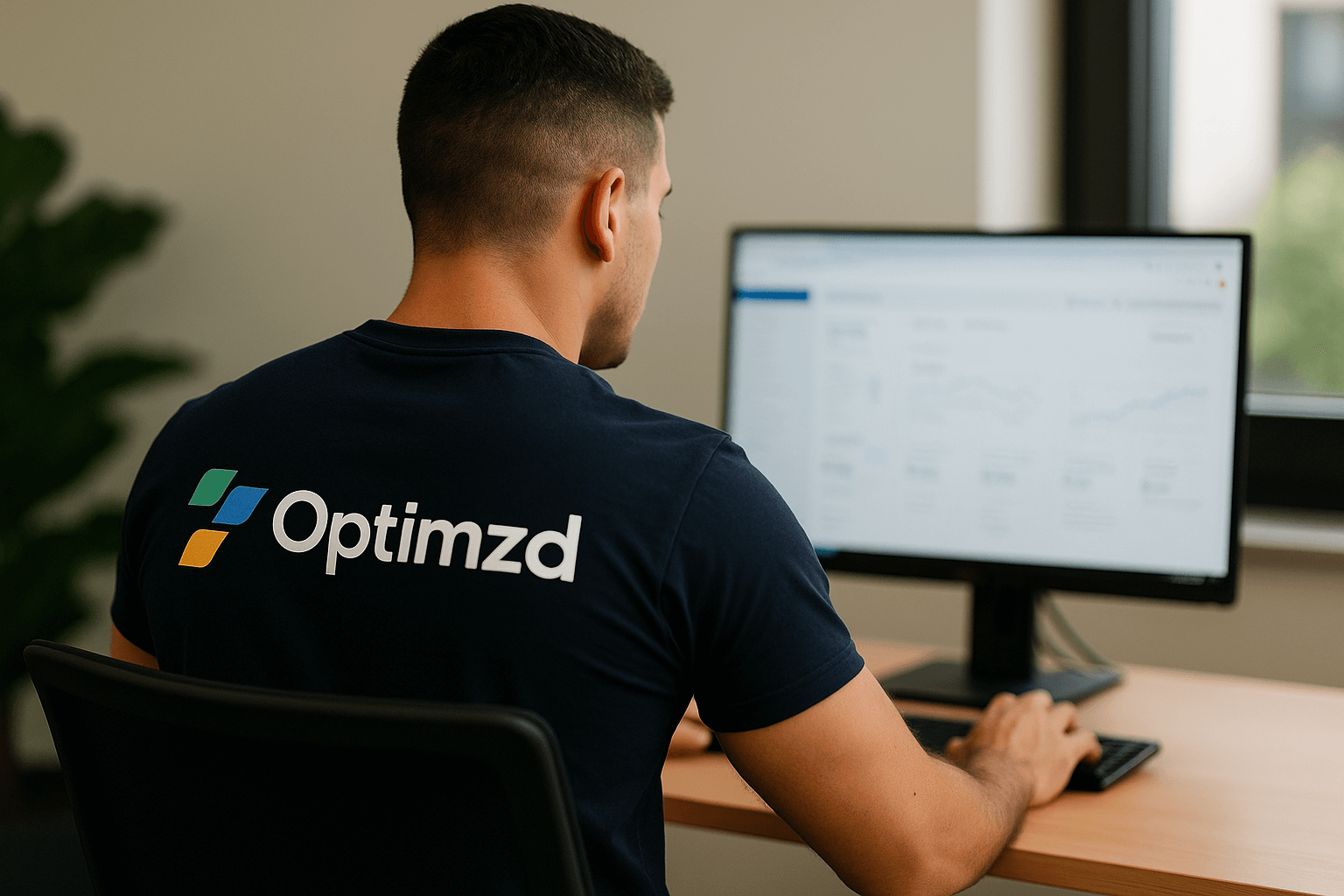Optimzd team member aan het werk op zijn computer