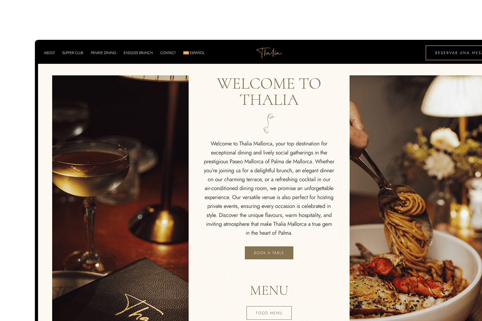 Restaurant website design