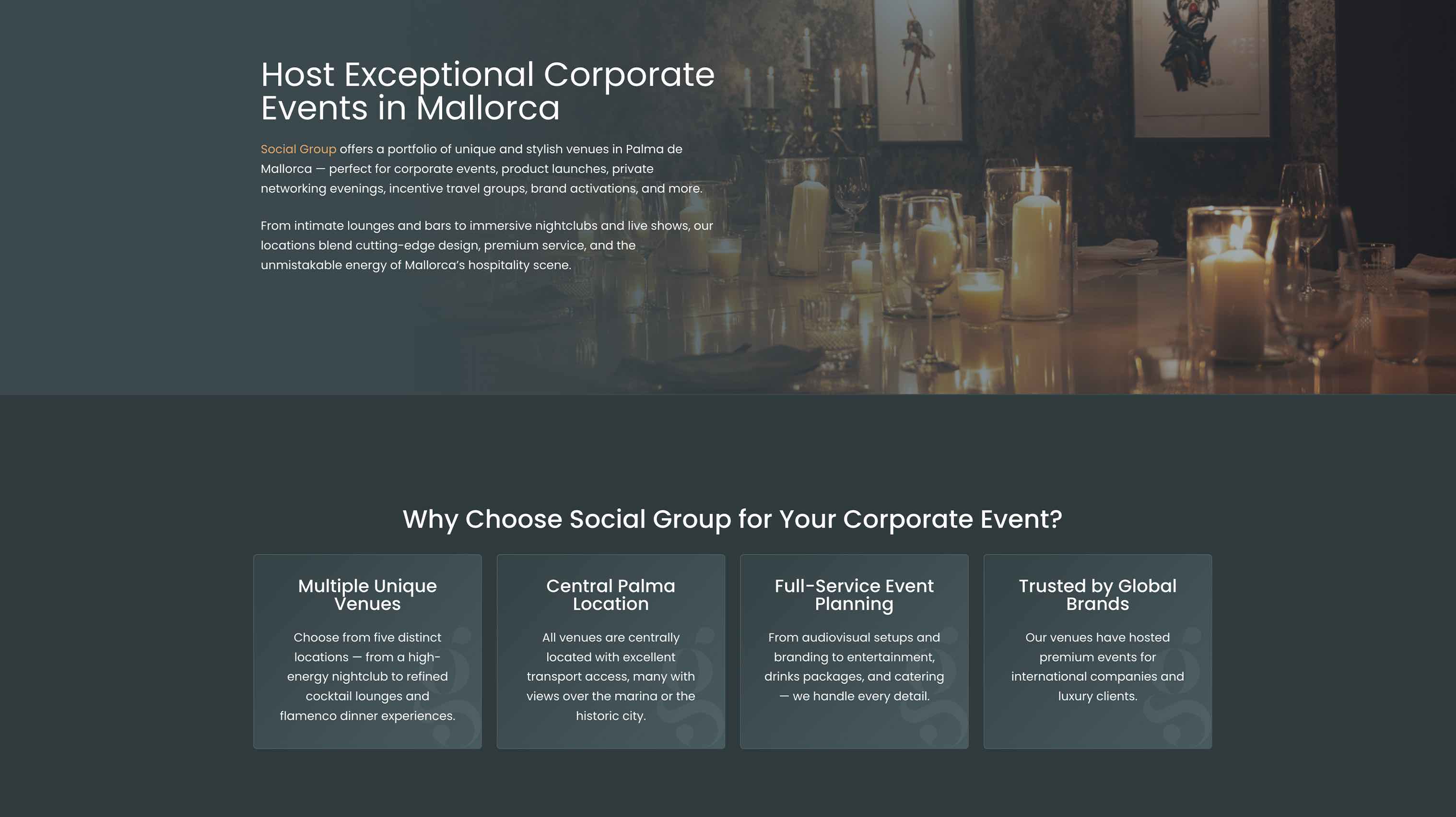 Corporate website for leading hospitality group in Palma