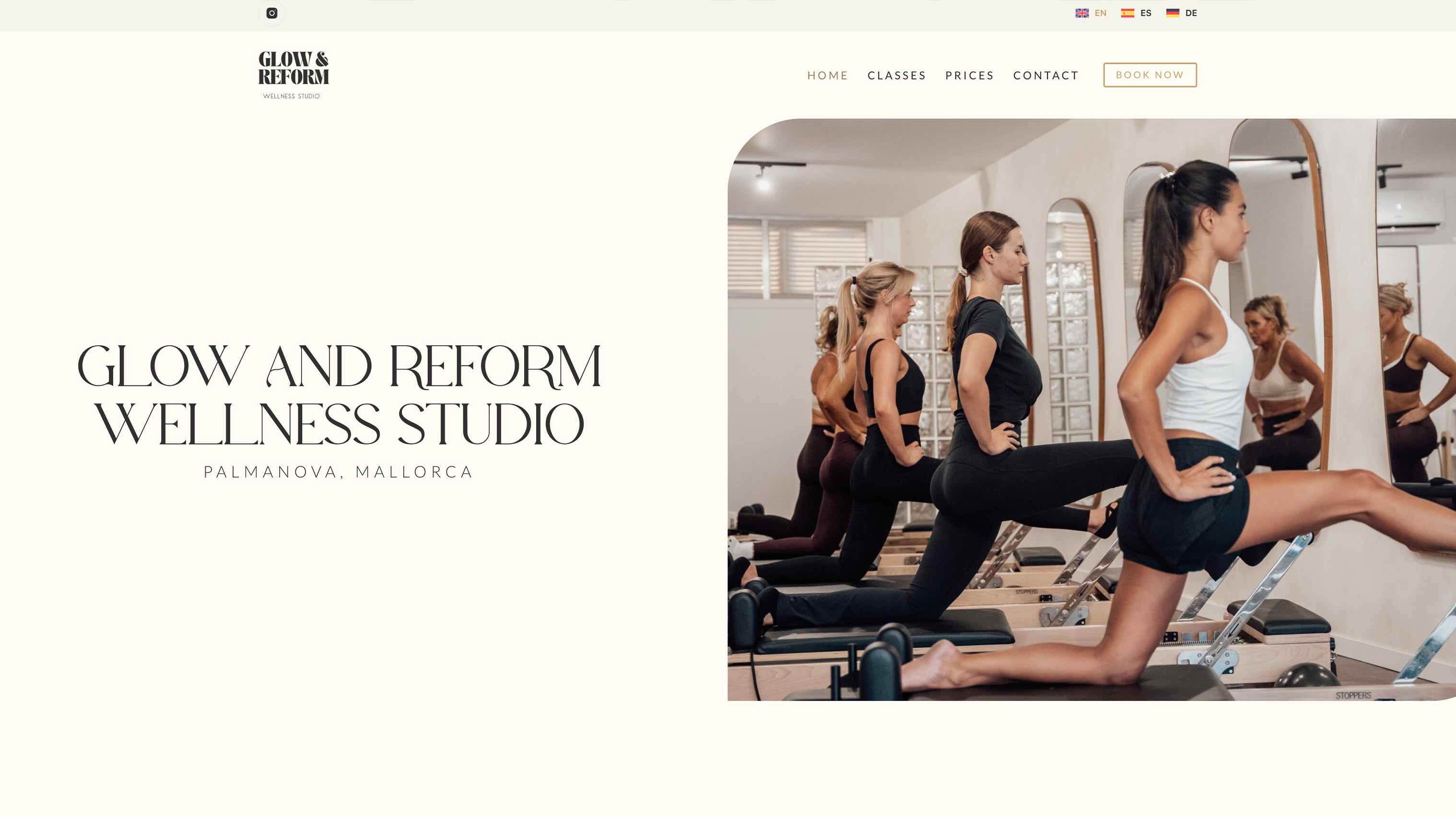 Website design for reformer pilates studio in Mallorca