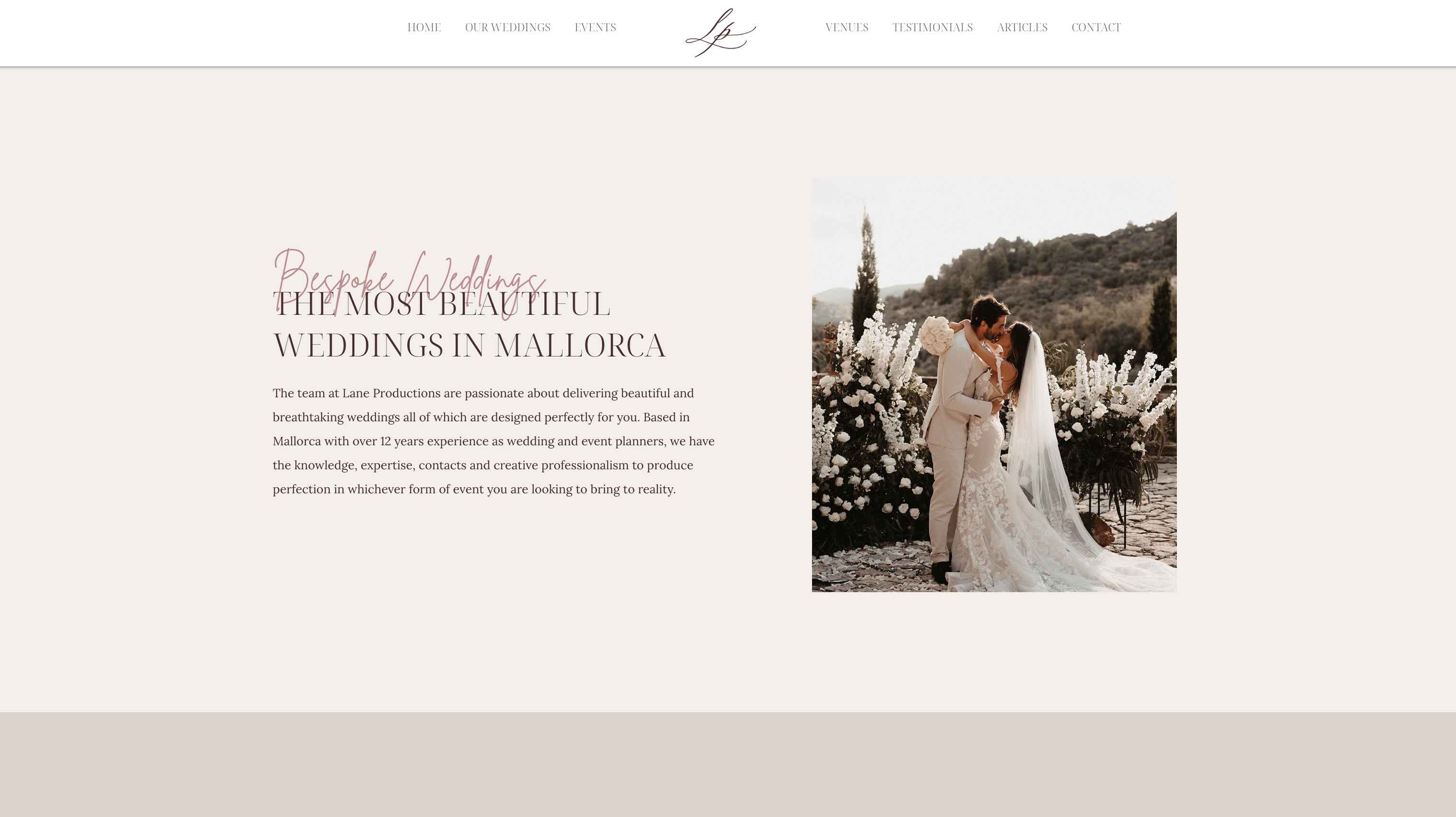 Website design for luxury wedding planner