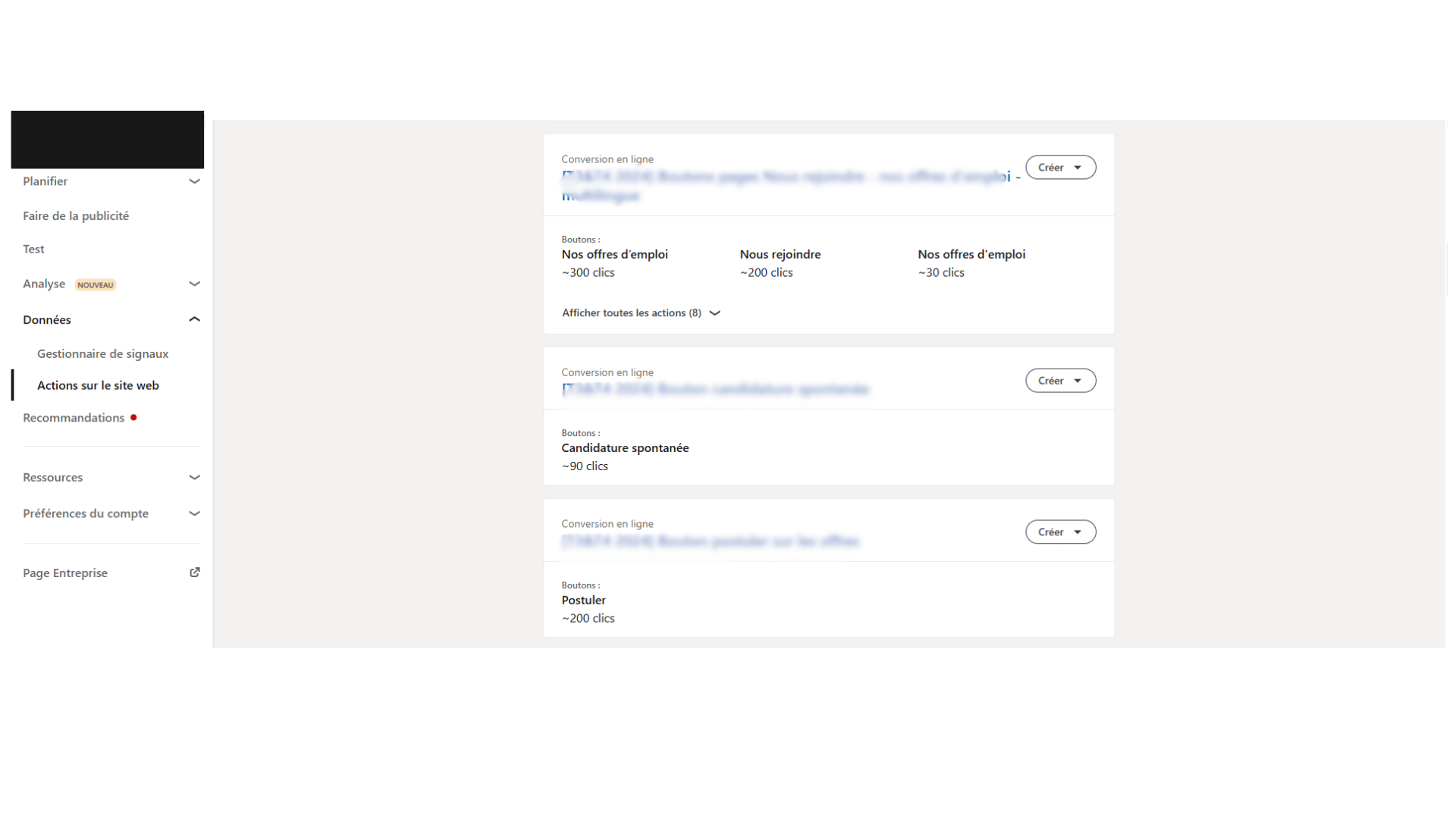 Insight tag Linkedin - suivi des conversions sur le site