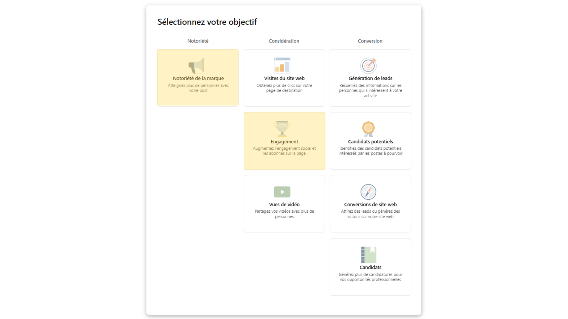 Les 2 objectifs disponibles pour les TLA
