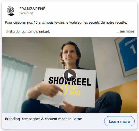 publicité pour un objectif de notoriété sur les valeurs d'une entreprise
