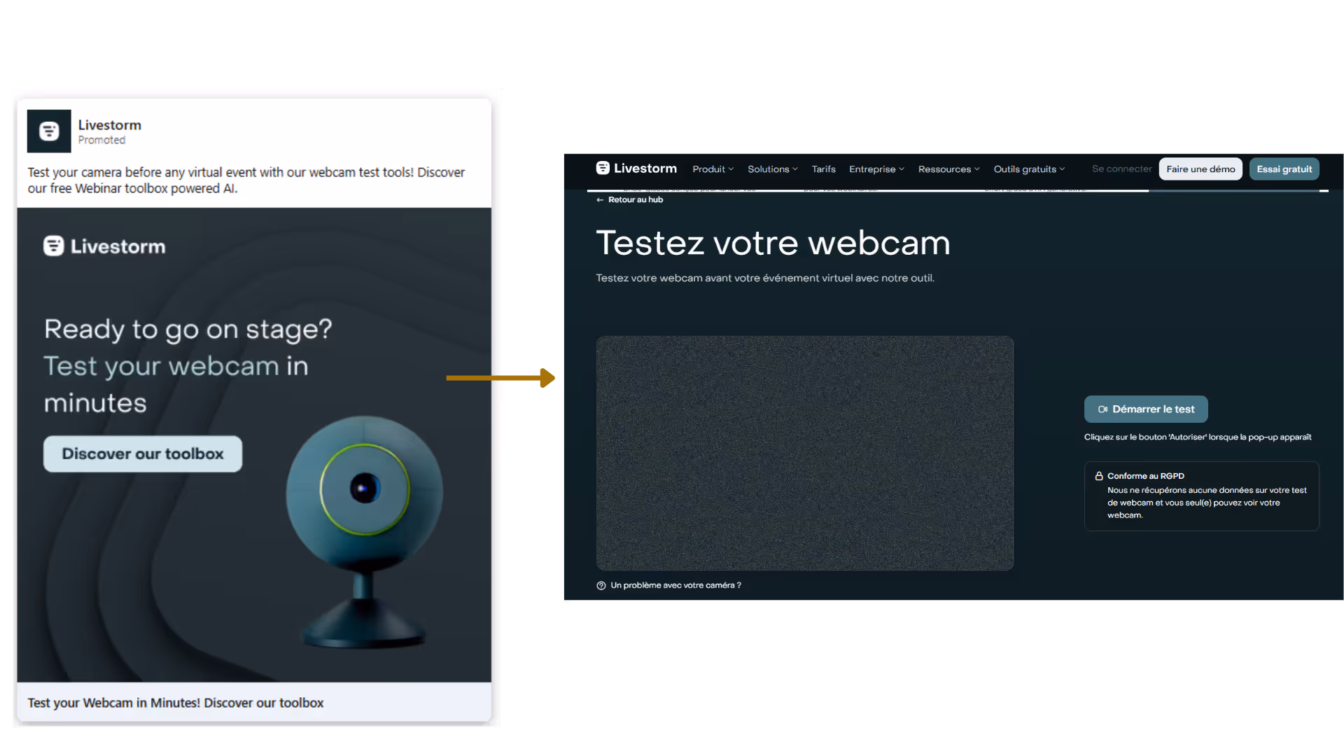 Landing page bien pensée pour faire tester un produit sans forcer l'achat